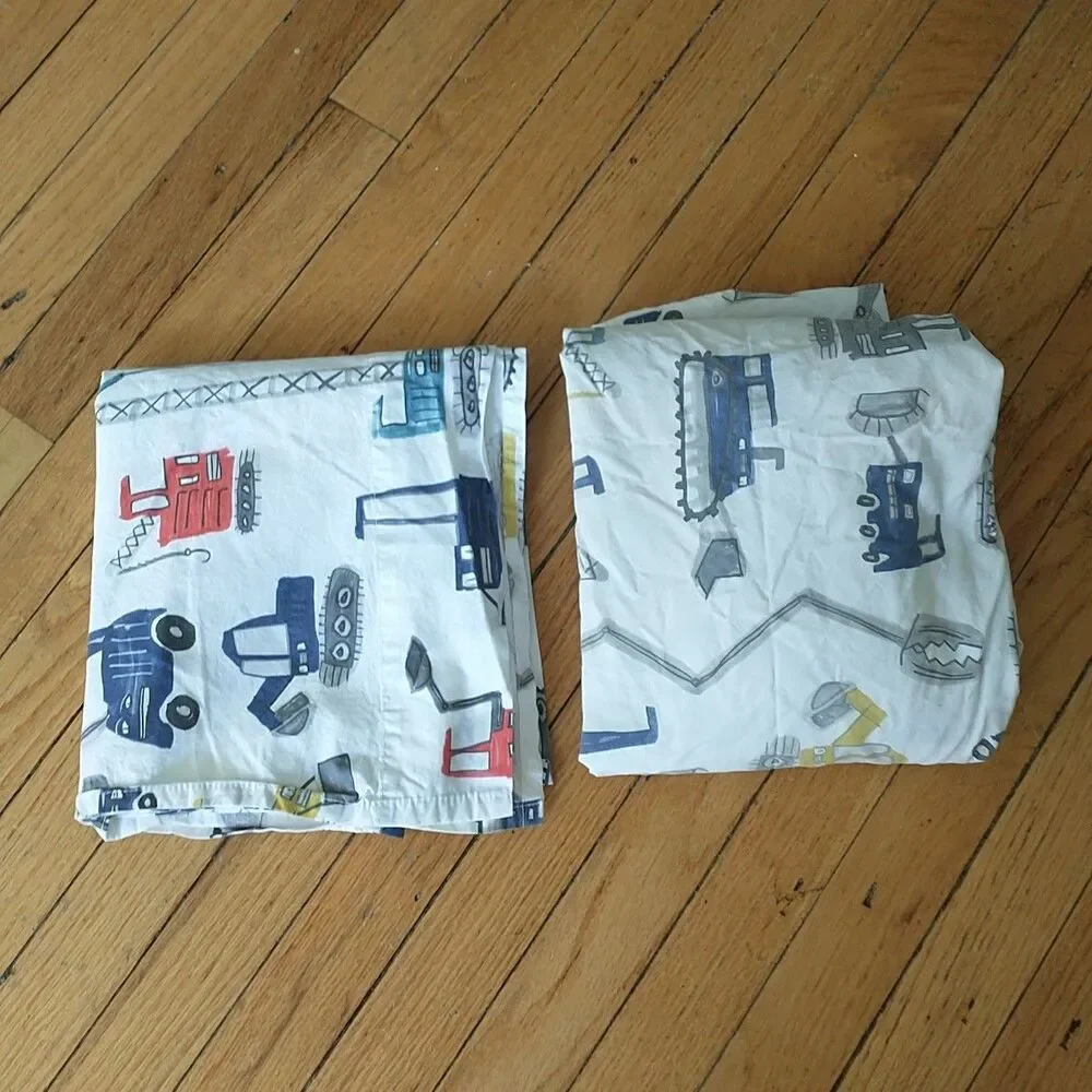 Pottery Barn Kids Crib Sheet Set Jax Construction Vehicles Organic Cotton